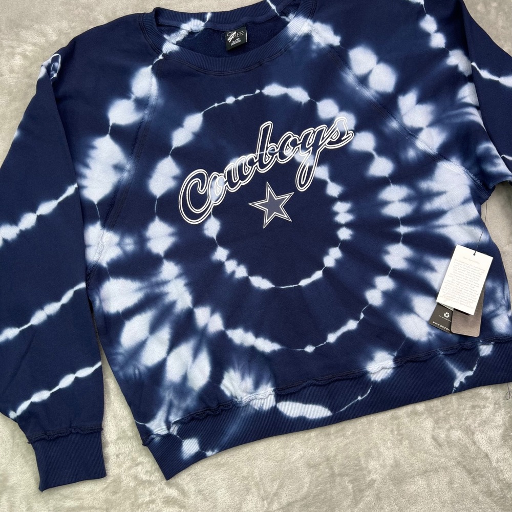 G-III 4Her Dallas Cowboys Sweatshirt Womens Large Blue Tie Dye Raglan Logo